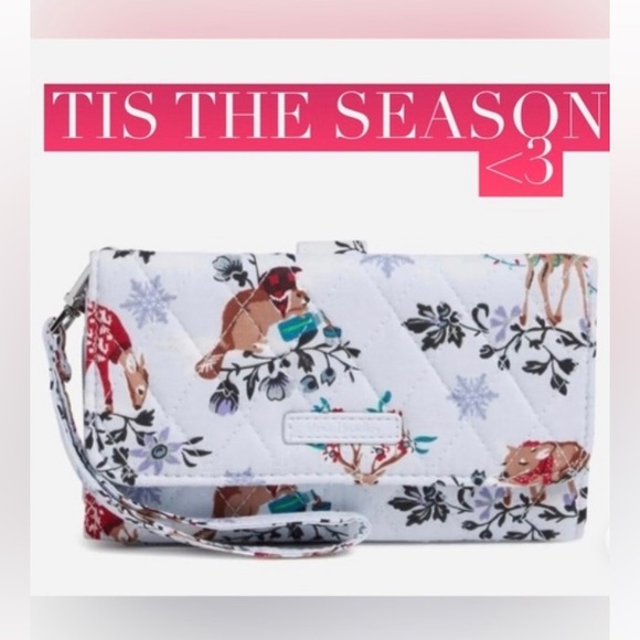 Vera Bradley RFID Smartphone Wristlet Cotton Quilted ✨ Merry Mischief Snow Day - Picture 15 of 16
